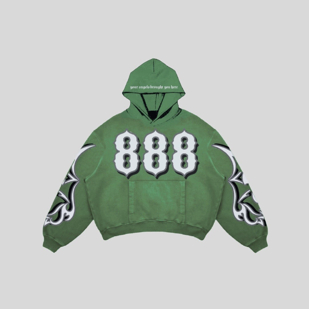 888 GREEN & WHITE HOODIE