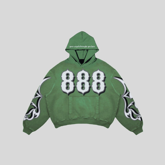 888 GREEN & WHITE HOODIE