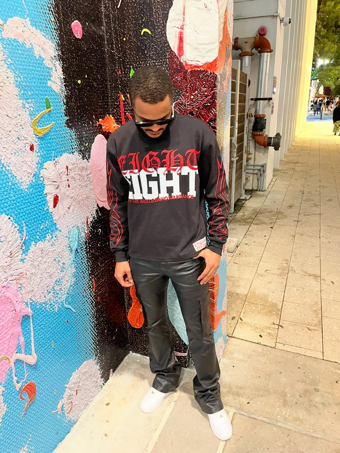 BLACK & RED ANGELS BRING ABUNDANCE LONG SLEEVE TEE